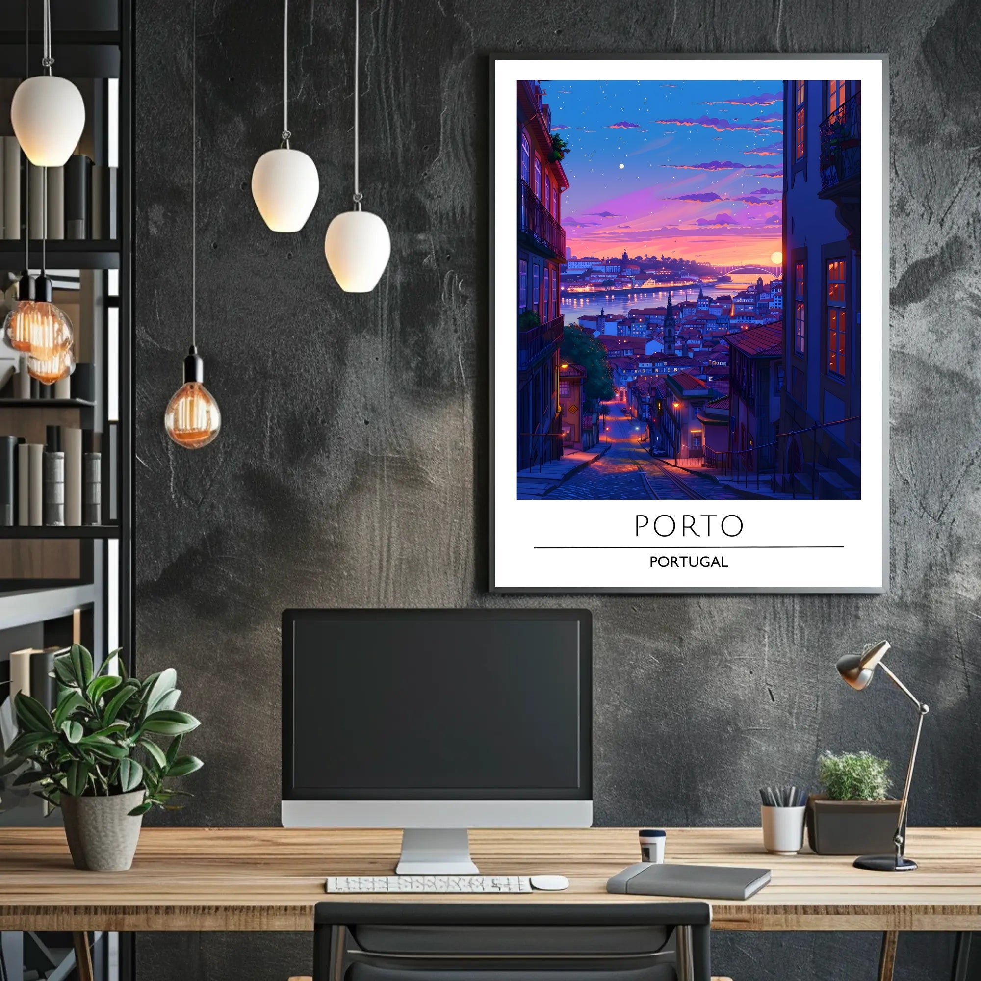 Porto Evening Skyline: Enchanting Travel Poster