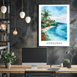 Serene Honduran Coastal Landscape Travel Poster PosterGoat