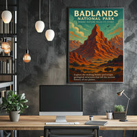 Badlands National Park Vintage Adventure Poster Print