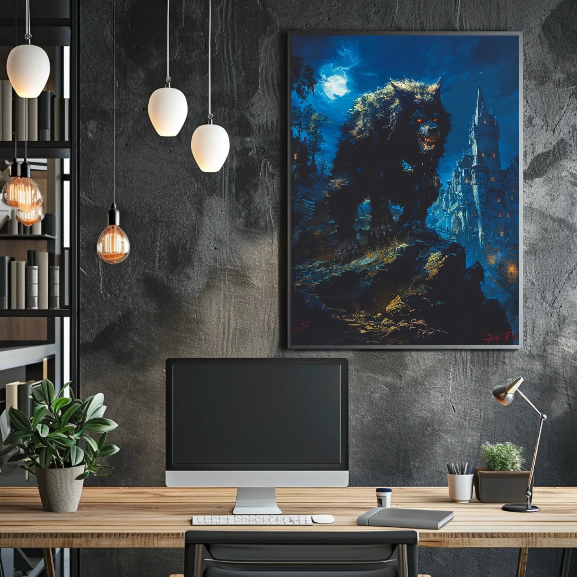 Moonlit Beast Wall Art Print Poster for Home Decor PosterGoat