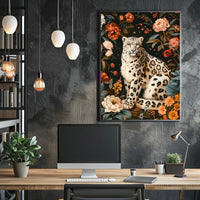 Majestic Snow Leopard Wall Art in Bloom