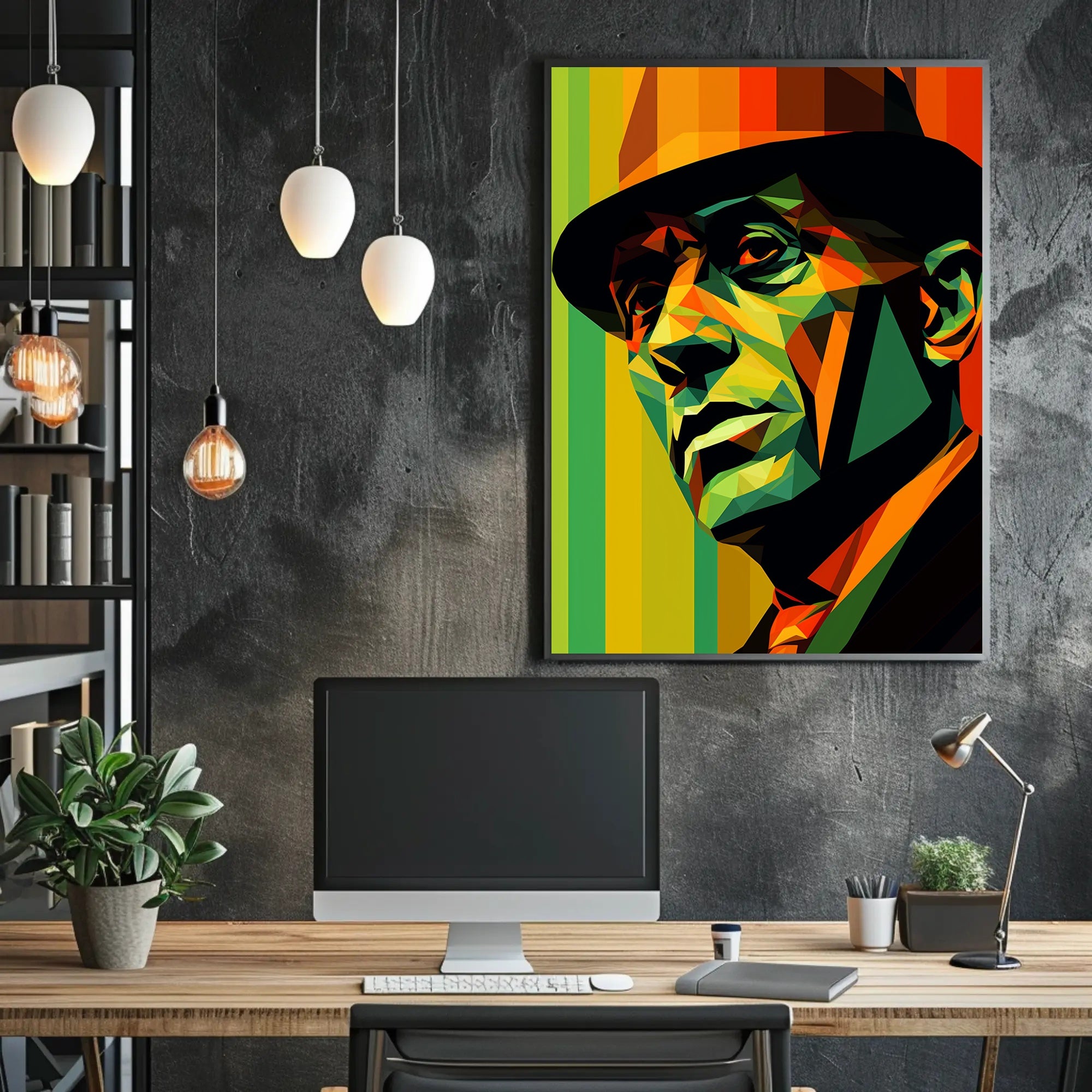 Vibrant Geometric Portrait Poster PosterGoat