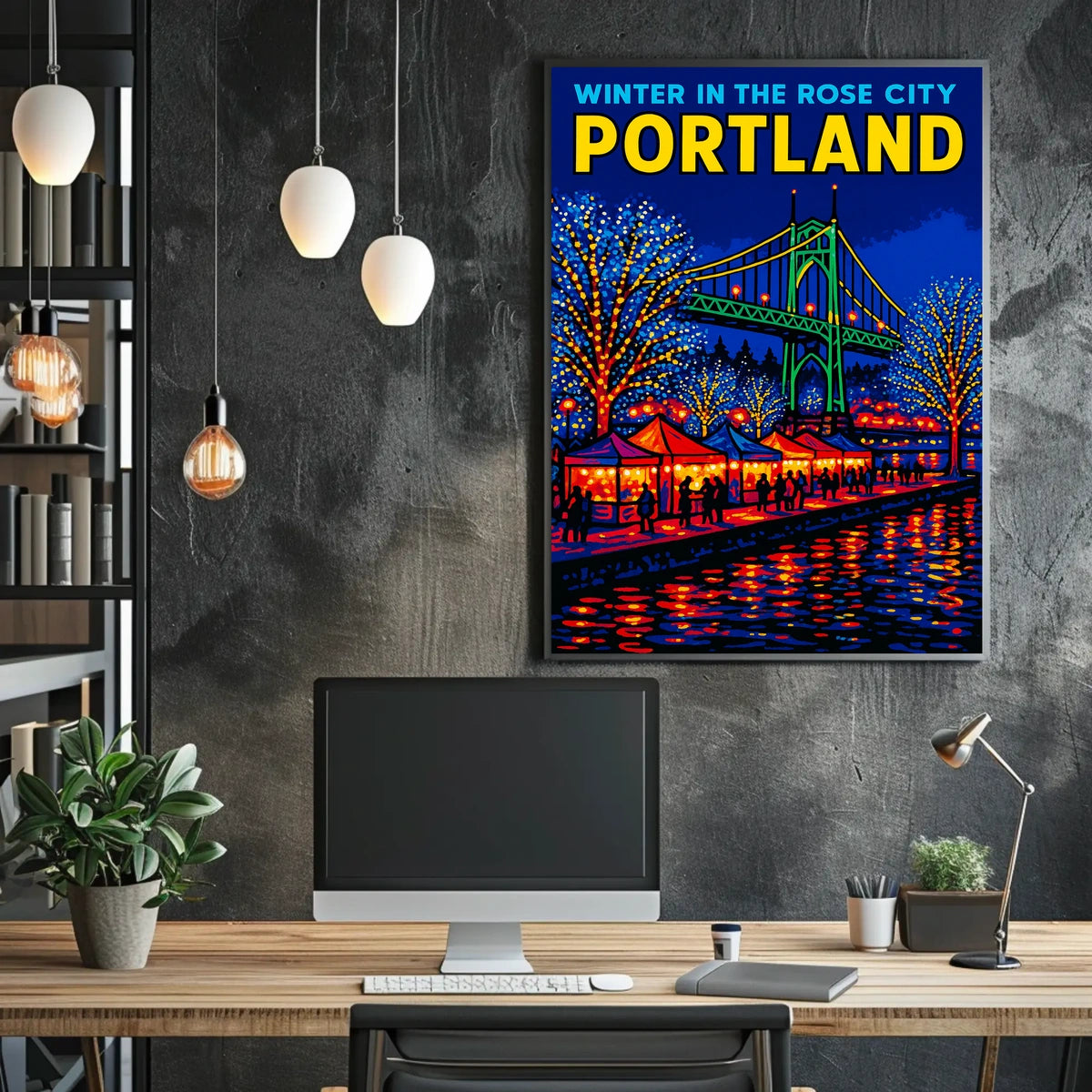 Winter In The Rose City Portland Poster