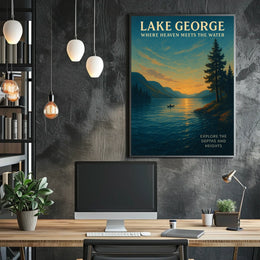 Lake George Sunrise Tranquility Poster Vintage Wall Art