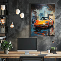 Vibrant Classic Car In Urban Garage Poster PosterGoat
