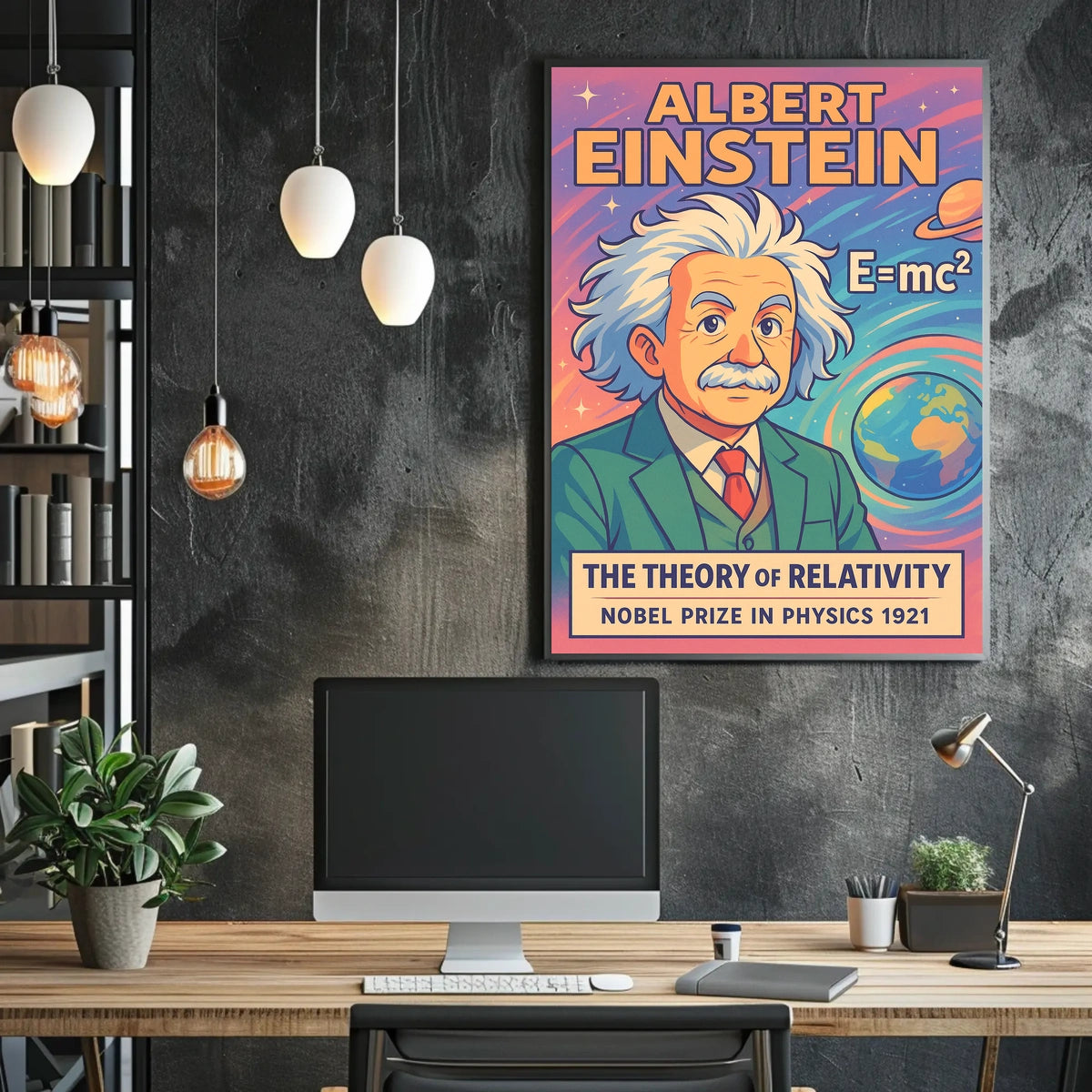 Einstein Relativity Theory Vintage Scenic Scientific Genius Iconic Wanderlust Heritage Poster