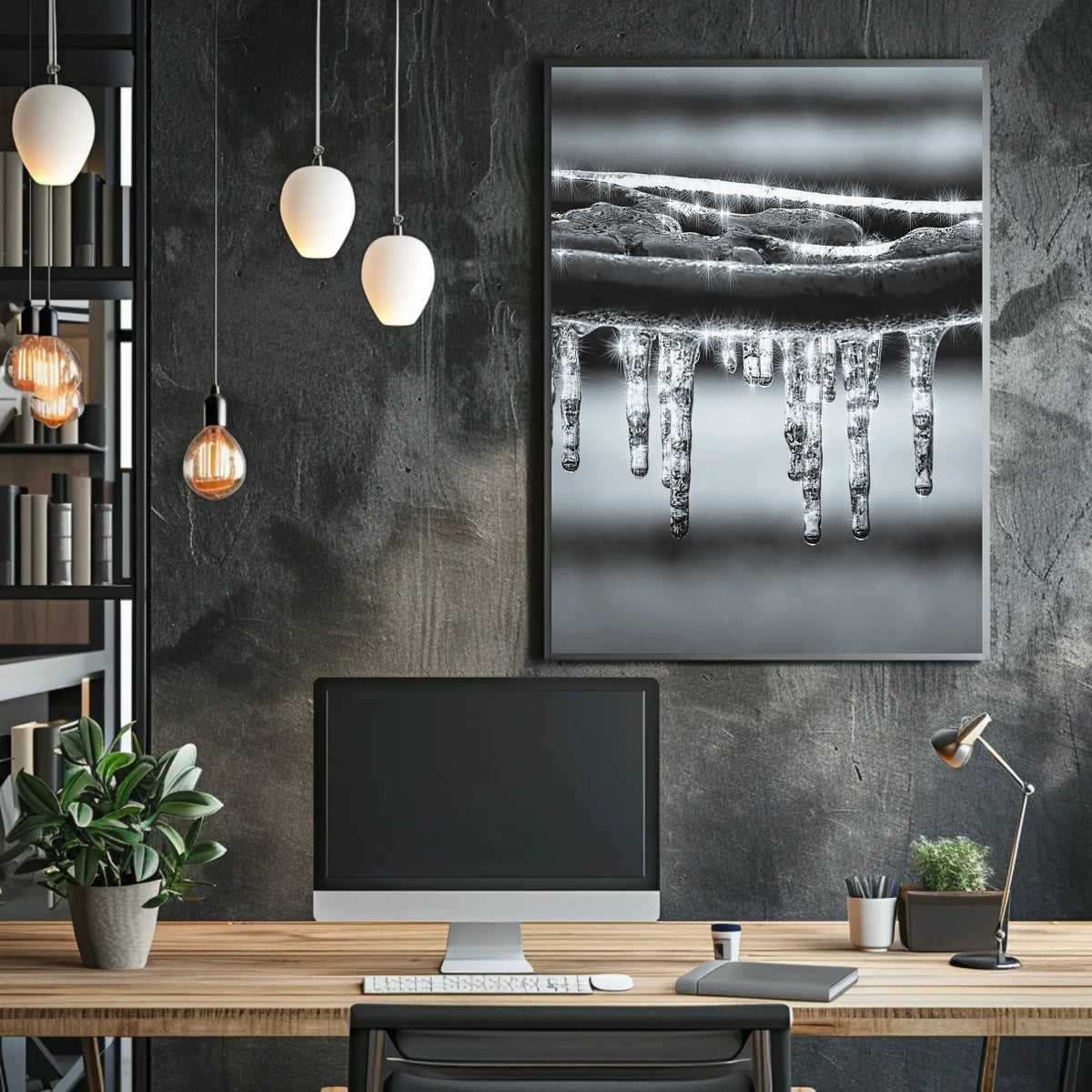 Icicle Serenity: Winter Calm Artistic Poster