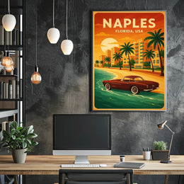 Naples Florida Vintage Travel Poster