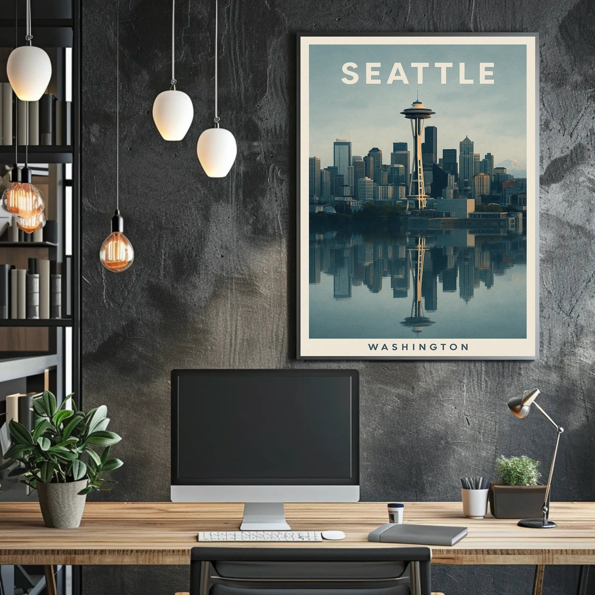 Seattle Skyline Reflection Poster