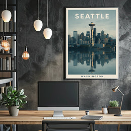 Seattle Skyline Reflection Poster