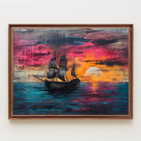 Majestic Black Sails at Sunset Art Poster