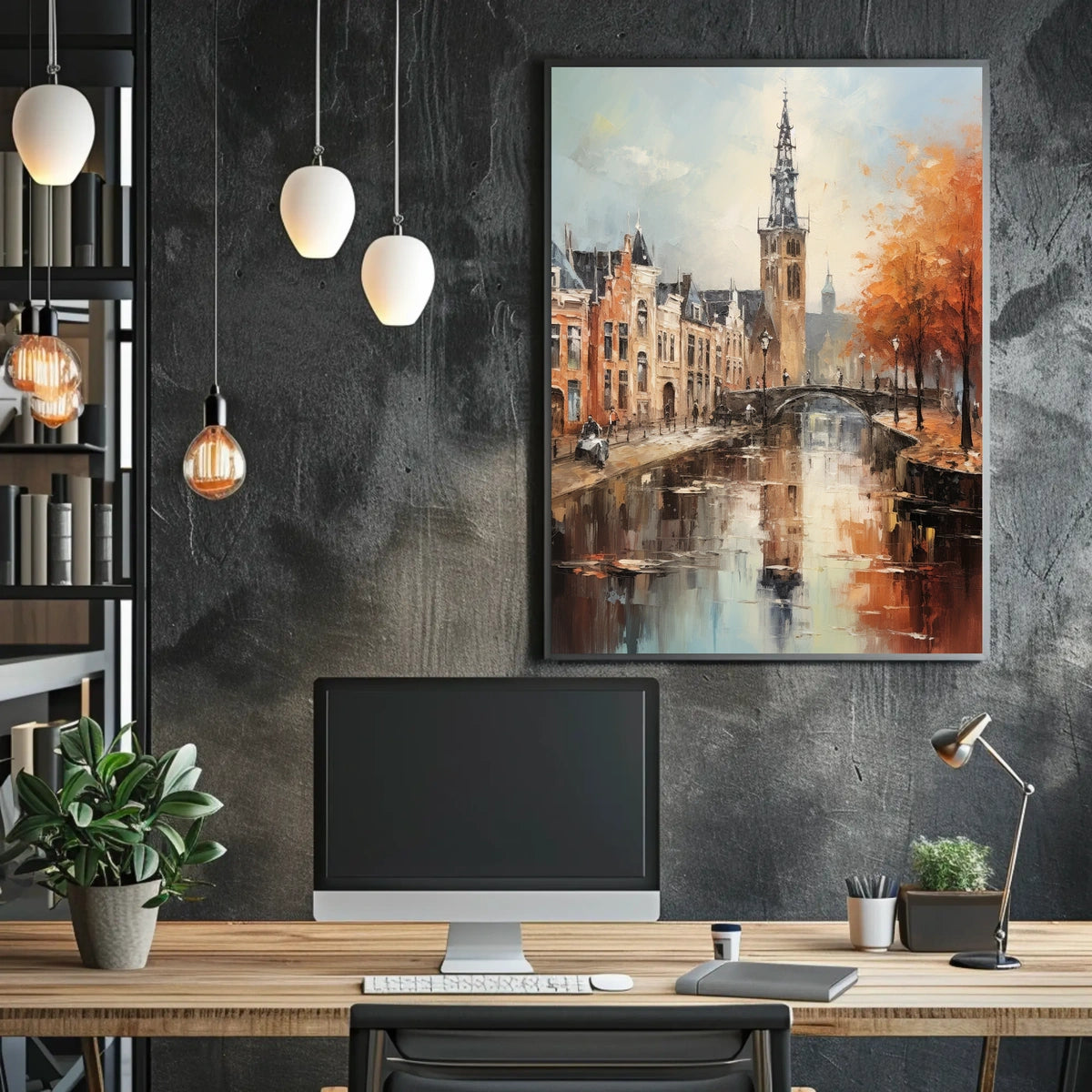 Impressionistic European Canal Scene with Historic Architecture - Urban or Cityscape Poster