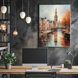Impressionistic European Canal Scene with Historic Architecture - Urban or Cityscape Poster