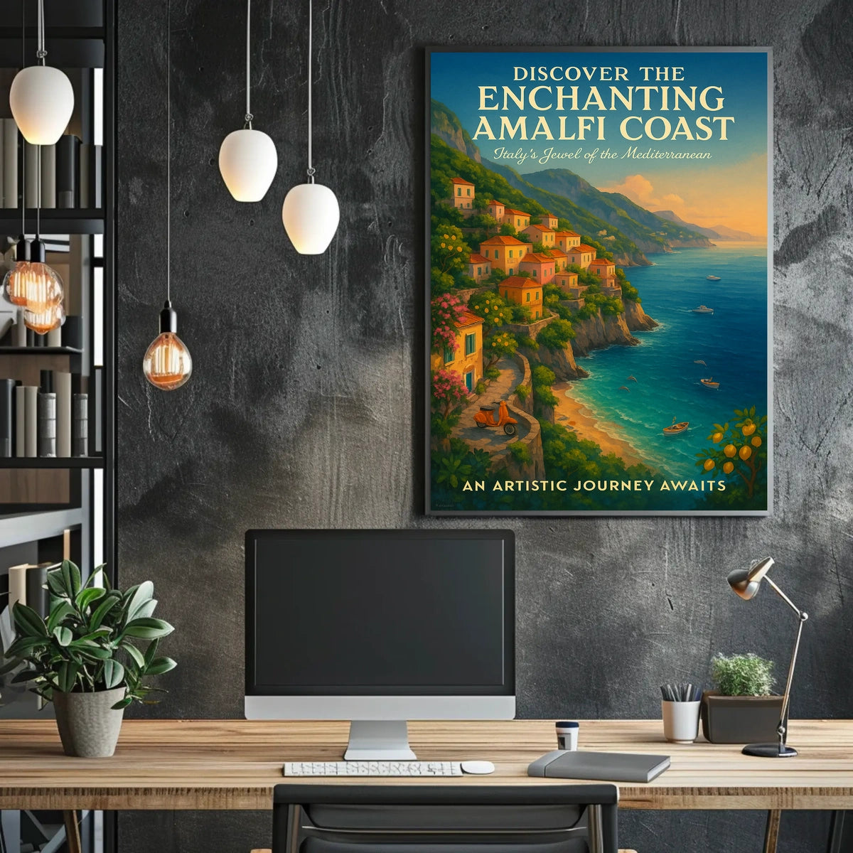 Amalfi Coast Vibrant Artistic Style Travel Poster