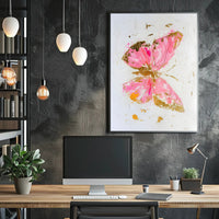 Elegant Pink and Gold Butterfly Abstract or Artistic Poster PosterGoat