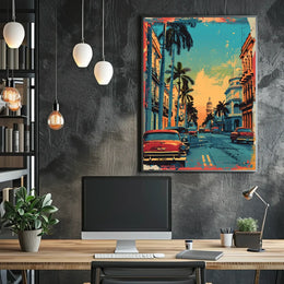 Havana Retro Street Scene Pop Art Poster