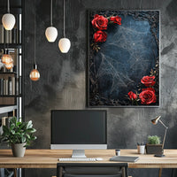 Dark Roses and Webs Moody Art Print Abstract Poster
