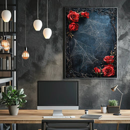 Dark Roses and Webs Moody Art Print Abstract Poster