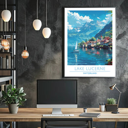 Tranquil Beauty of Lake Lucerne Poster