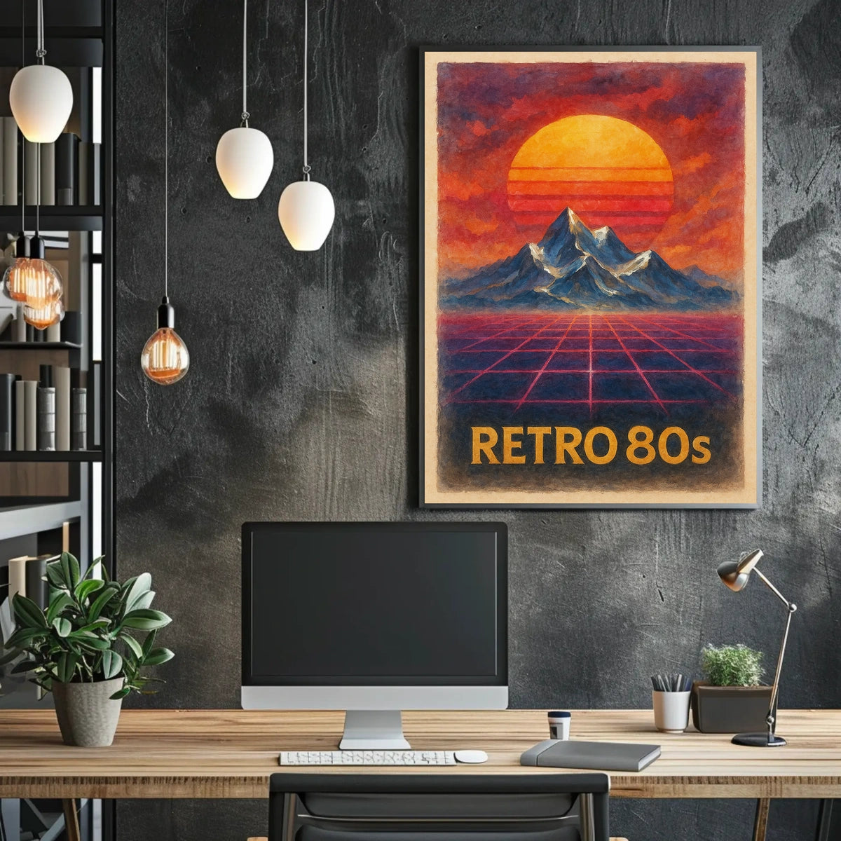 RETRO Sunsets and Mountains Synthwave Abstract or Artistic Poster