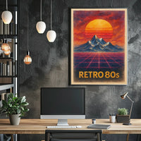 RETRO Sunsets and Mountains Synthwave Abstract or Artistic Poster
