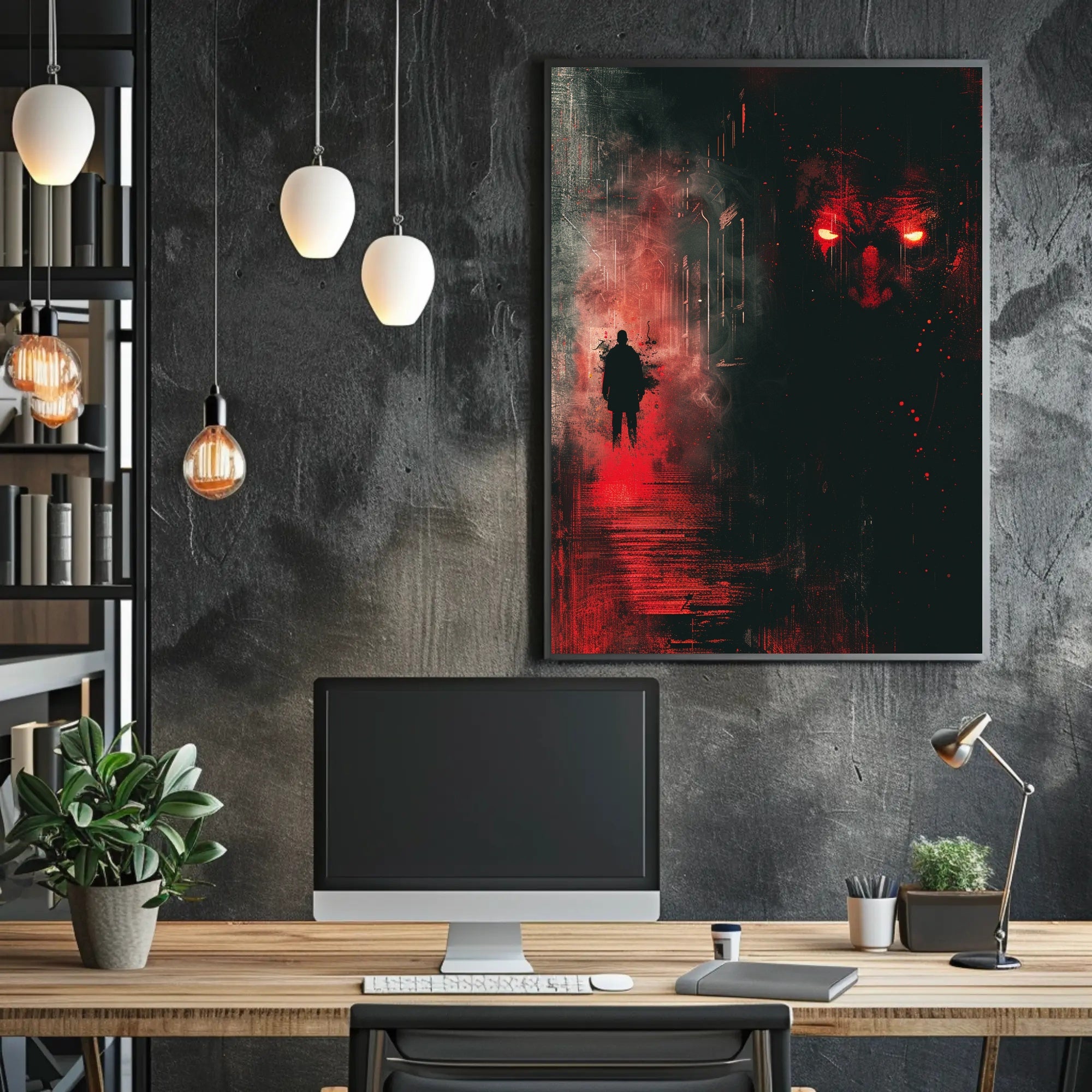 Mysterious Silhouette Horror Scene Suspenseful Artistic Poster PosterGoat