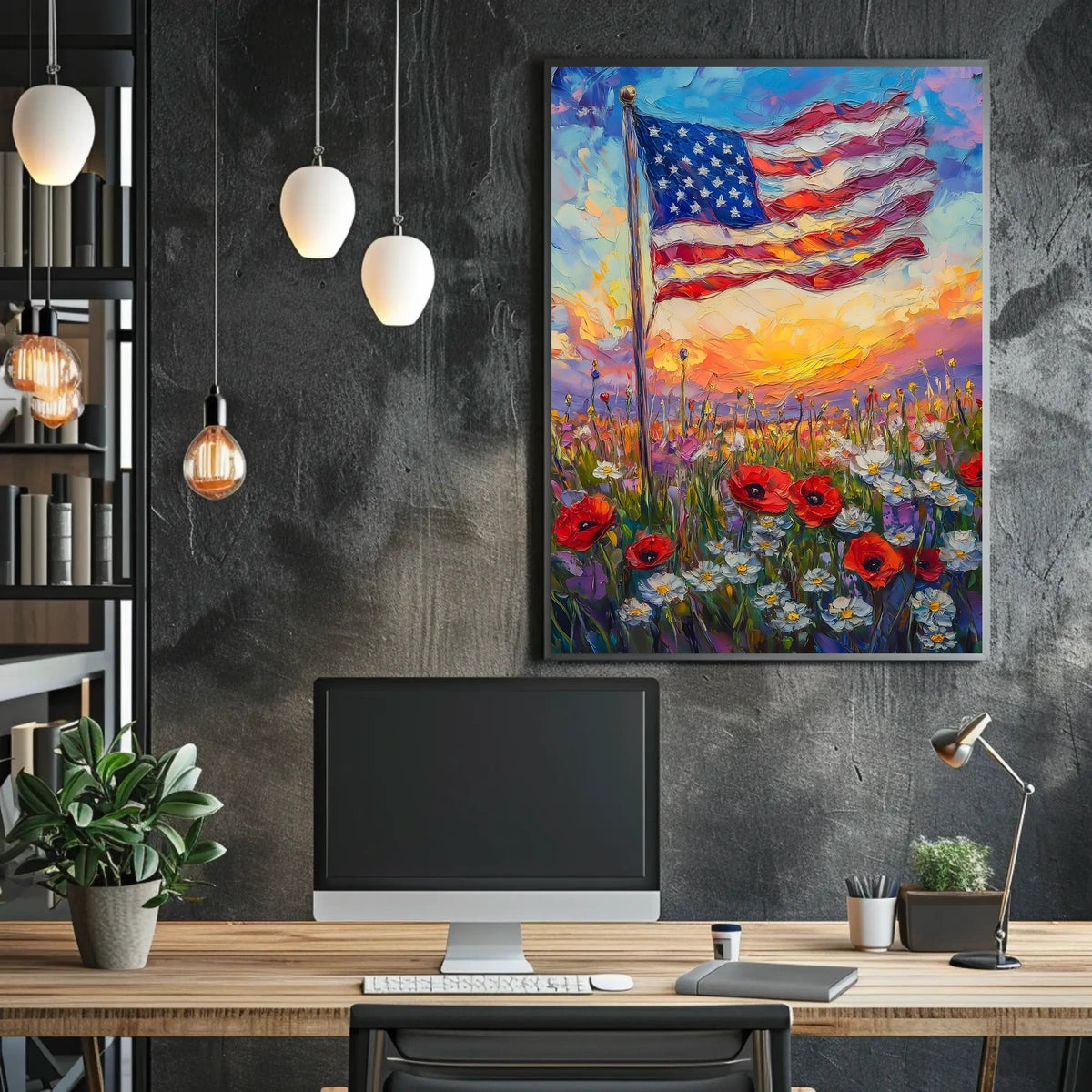 windswept American flag Poster
