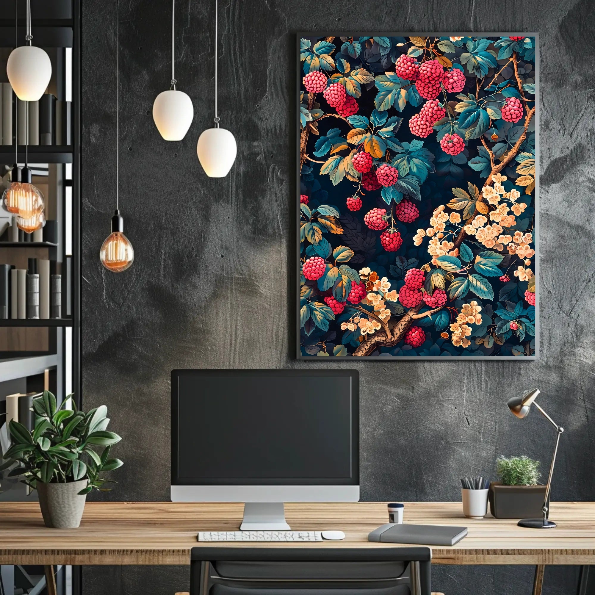 Lush Berry Landscape Botanical Art Poster