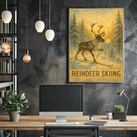 Reindeer Skiing Adventure Poster