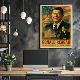 Ronald Reagan 40th President of the United States Layered Digital Collage Poster