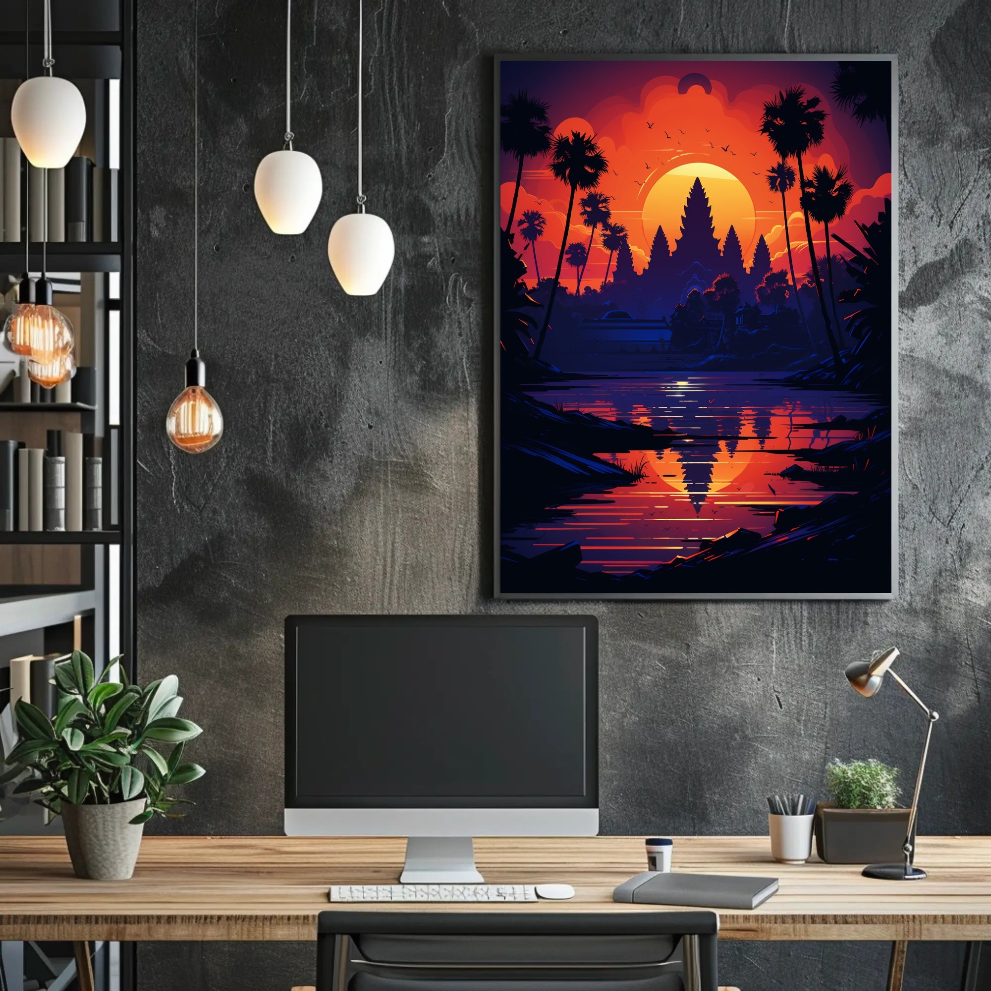 Sunset Over Tranquil Waters Poster