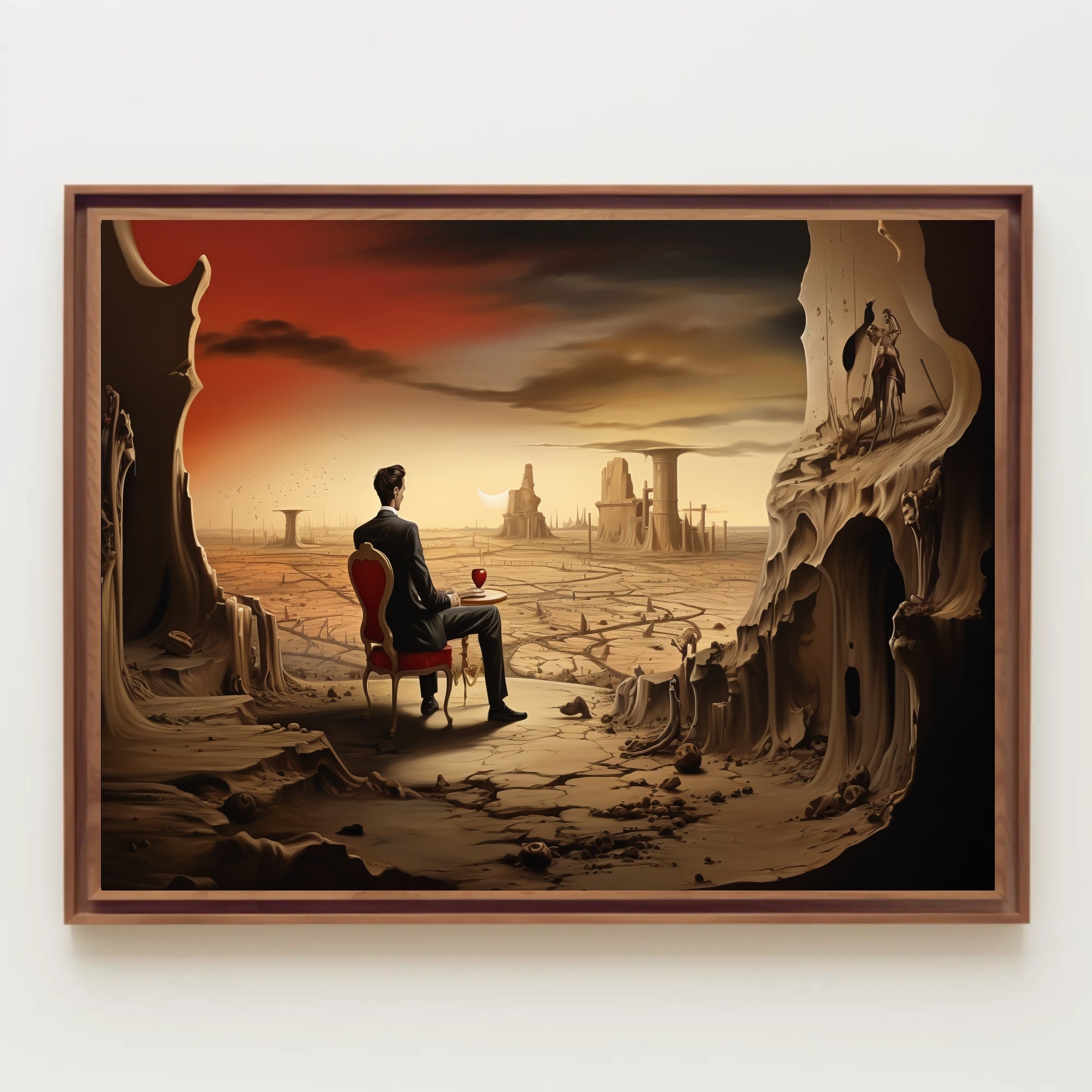Surreal Dystopian Landscape with Red Chair Fantasy Poster