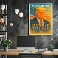 Commanding Presence Donald Trump and the American Banner Poster