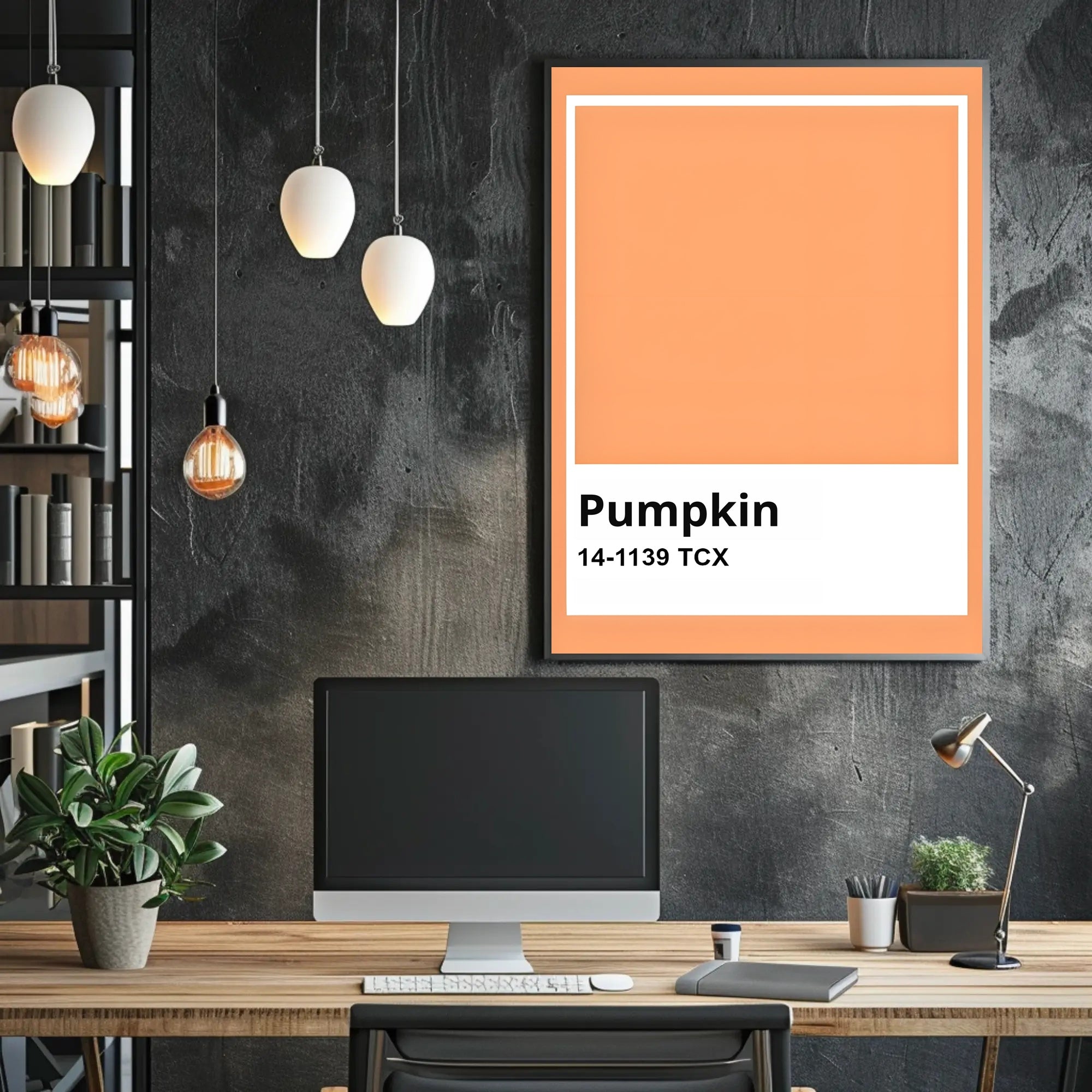 Minimalist Pumpkin Color Swatch Modern Artistic Poster PosterGoat