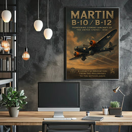 Martin B-10/B-12 Aircraft Vintage Aviation Innovation Poster