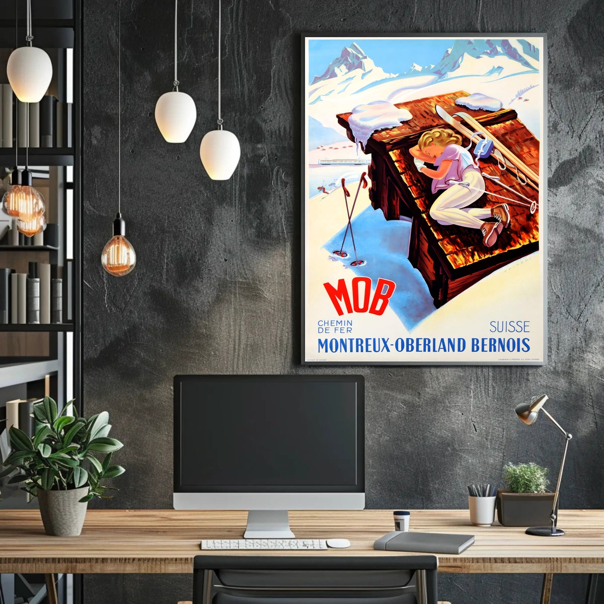 Montreux-Oberland Bernois Swiss Skiing Poster