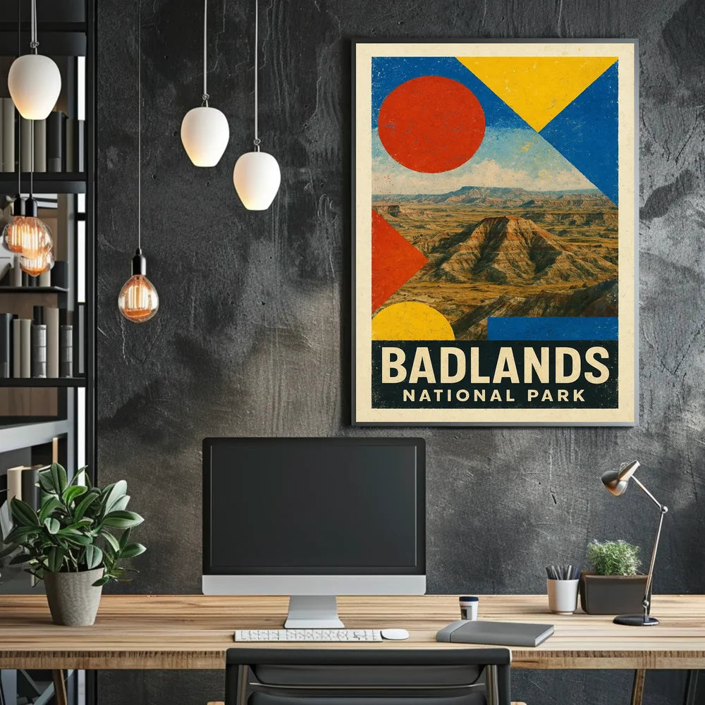 Badlands National Park Modern Geometric Abstract National Park Poster