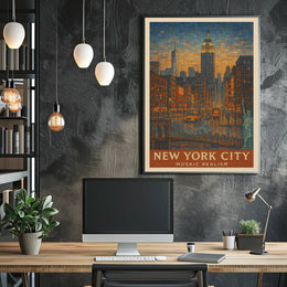 New York City Mosaic Realism Poster
