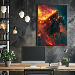 Fiery Knight Fantasy Adventure Poster PosterGoat