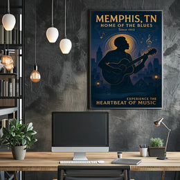 Memphis Blues Cityscape Silhouette Music or Concert Poster