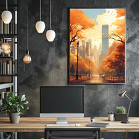 Central Park Autumn Escape in Abstract Artistic Poster