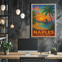 Naples Florida Sunset Poster Wall Art 18x24 Coastal Decor
