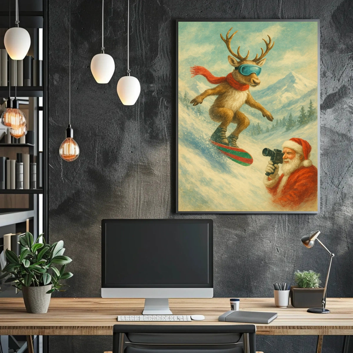 Reindeer On The Slopes Poster