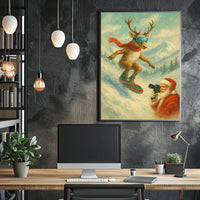 Reindeer On The Slopes Poster