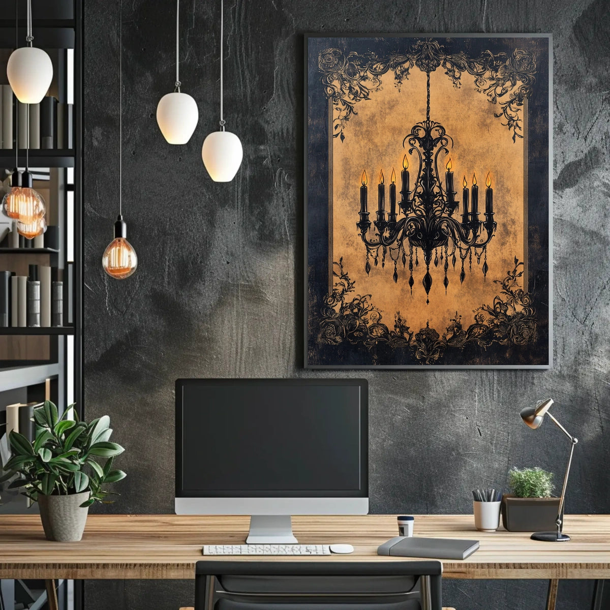 Vintage Chandelier Art Print with Luxurious Details Poster
