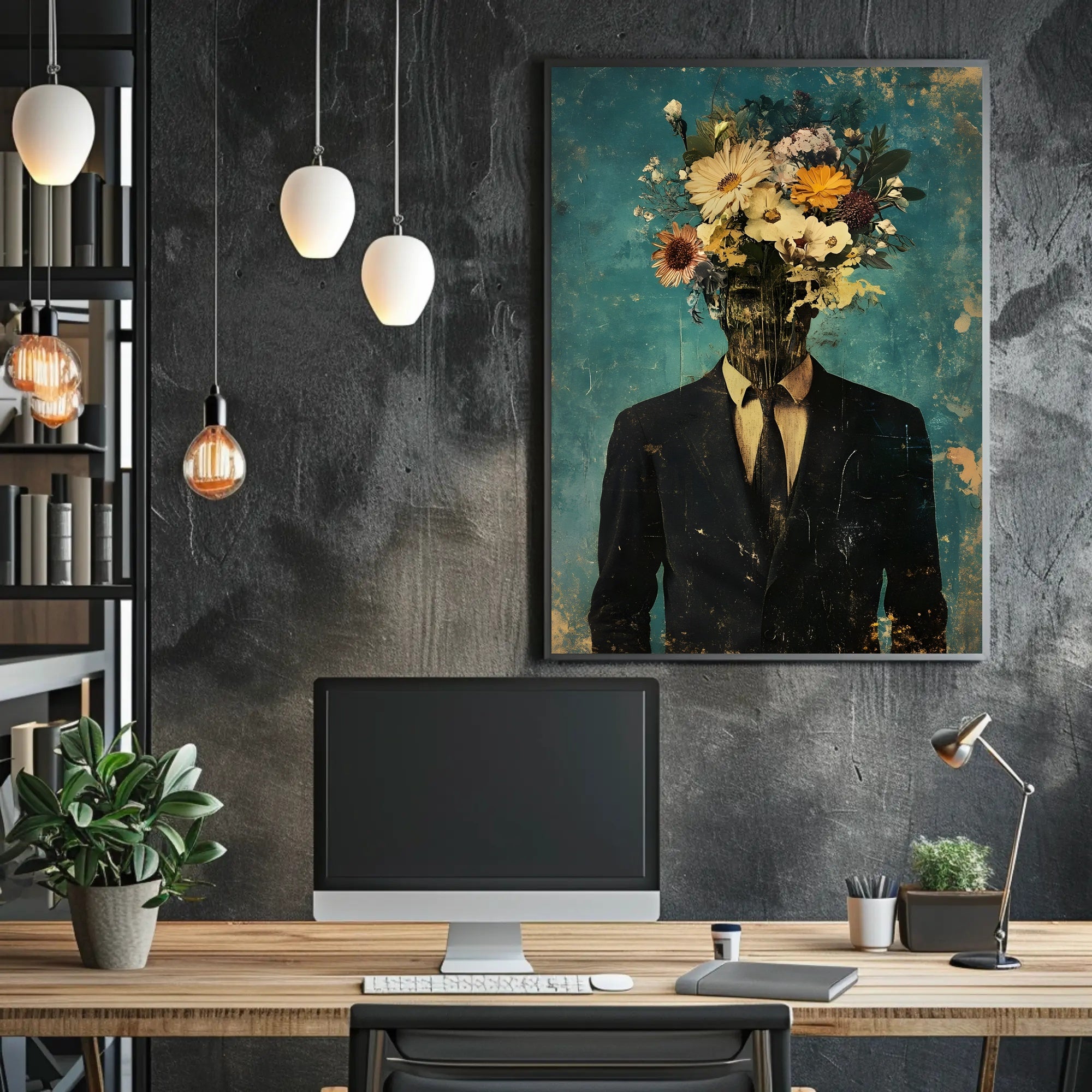 Floral Identity Surreal Poster Floral Head Wall Art