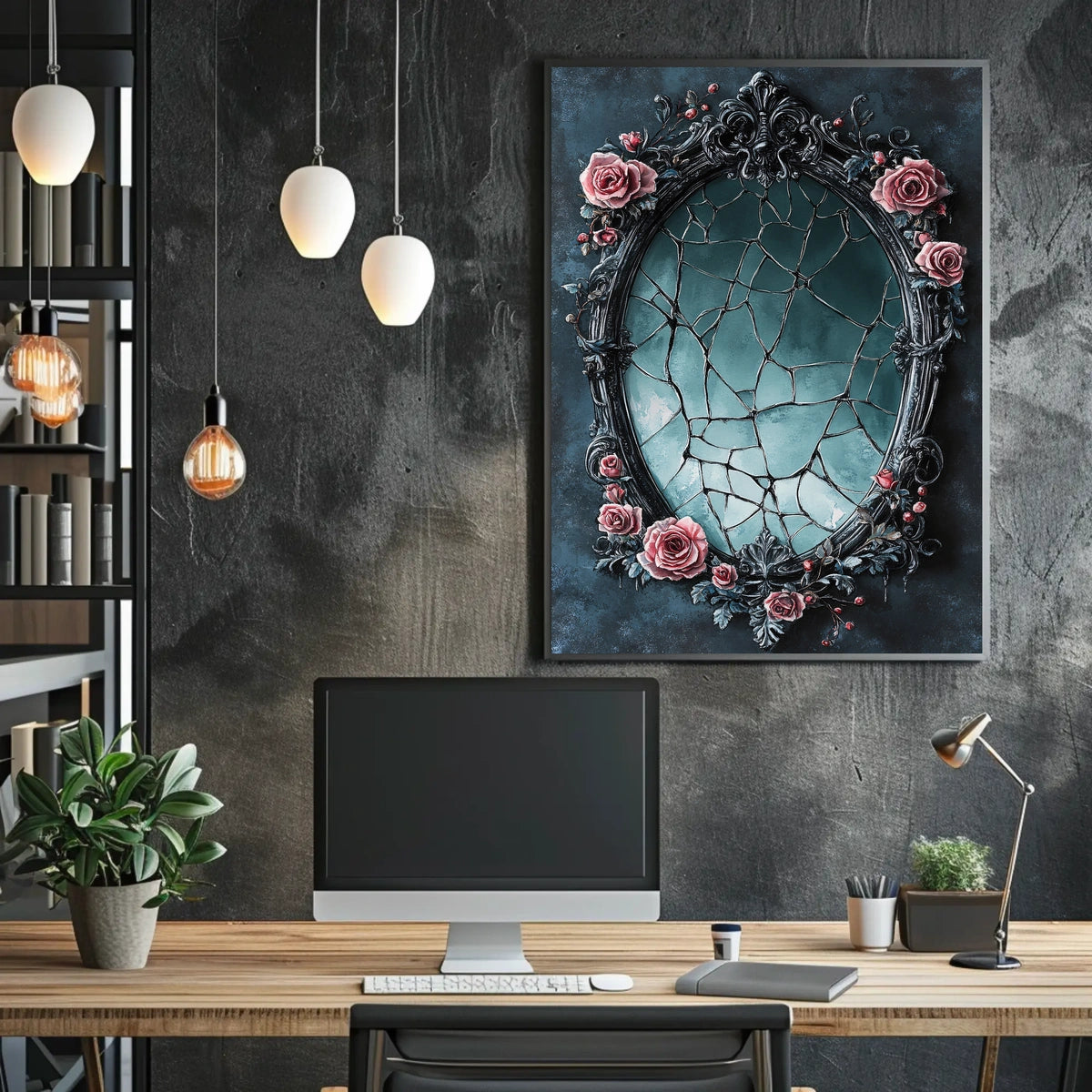 Ornate Floral-Wrapped Vintage Heritage Mirror Poster