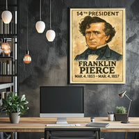 Franklin Pierce 14th President of the United States Exaggerated Cartoon Sketch Poster