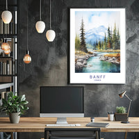 Serene Banff Landscape Watercolor Art National Park Poster PosterGoat