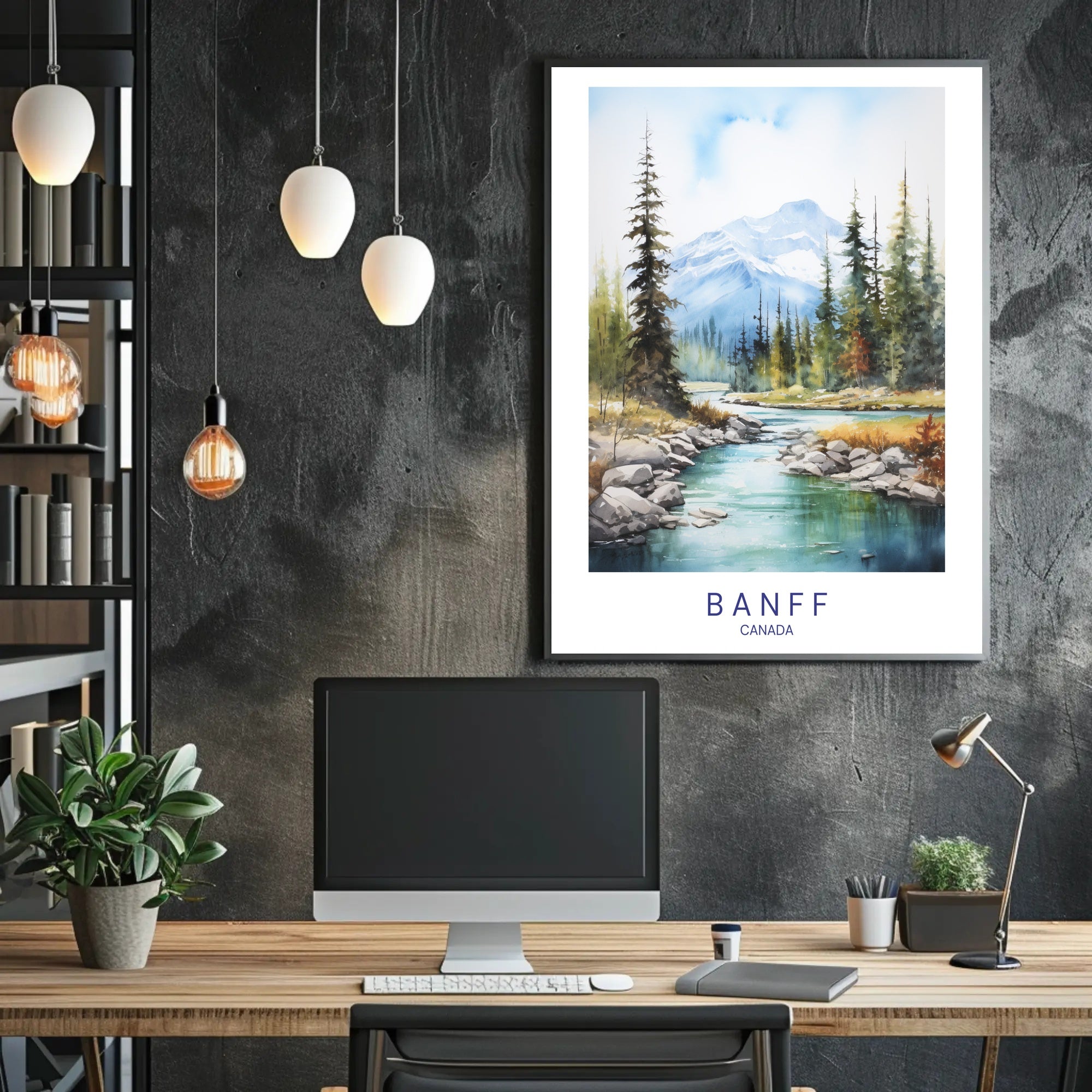 Serene Banff Landscape Watercolor Art National Park Poster PosterGoat
